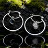 Sun Moon Charm Hoop Earrings Silver Tone Blue Stone Accent Celestial Huggie Earrings for Women