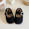 Girls' Winter Pearl Fluffy Cotton Shoes - Velvet Lined, Cute Shallow Mouth Teddy Fur Shoes for Little and Big Kids