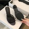 Fashion Fashion Butterfly-Knot Ladies Pumps Slides Heels Shoes Female Round Toe Footwear Slip On Women Thin High Heels Shoes