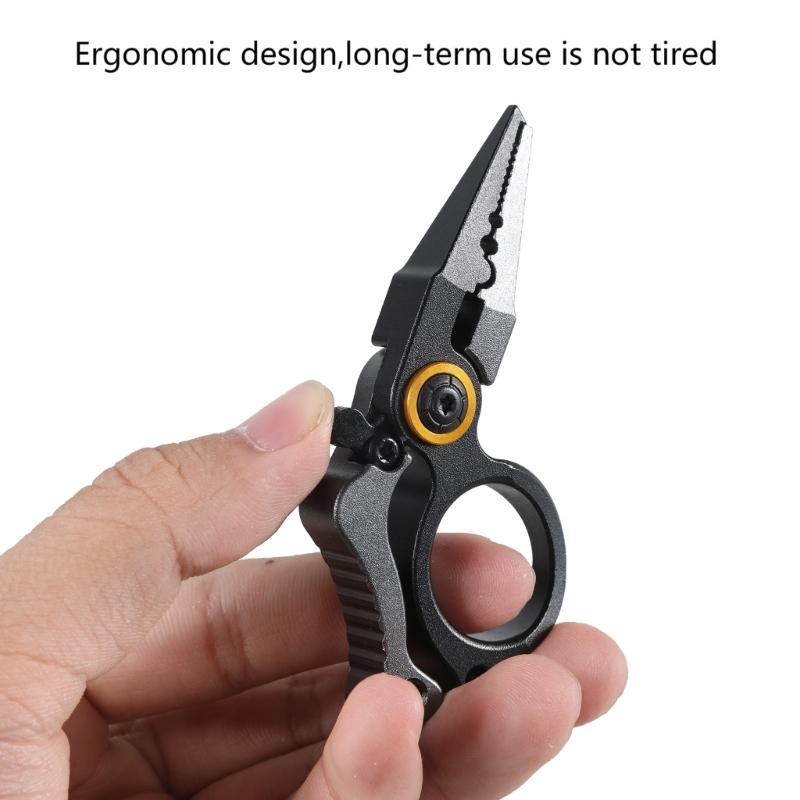Fishing Pliers with Safety Lock Fishing Multitool Aluminum Pliers Multifunction Braided Fishing Line Cutter Rings Opener