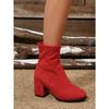 Slim Suede High-heeled Fashion Boots 2025 Winter New Plus-size Thick Heel Stretch Skinny Boots for Women
