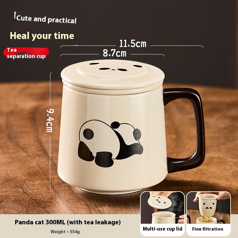 

Кружка для чая Gianxi Panda, керамическая кружка с отметкой для разделения чая с крышкой, для личного офиса, чашка для воды, кофейные чашки, кружка, для чайной церемонии 300ml