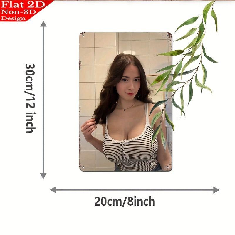 Vintage Kvinlig Silhuett Metall Logotyp för Bar & Garage