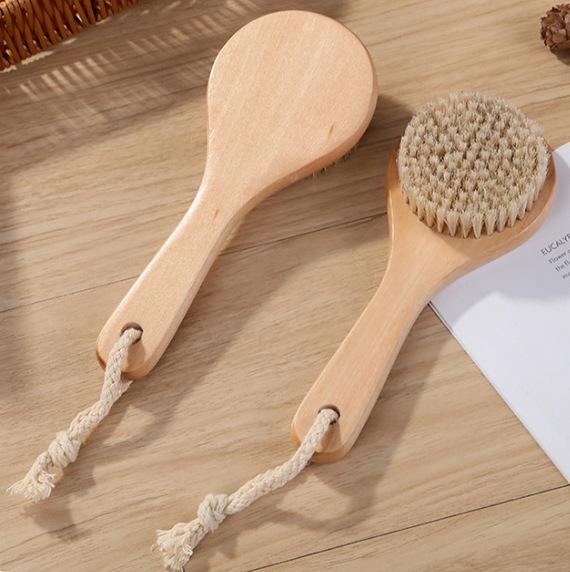 1PC Dry Bath Body Brush Back Scrub Brush Shower Bath Brush Long Wooden Handle, Exfoliating Bath Brush, Stimulates Blood Circulation