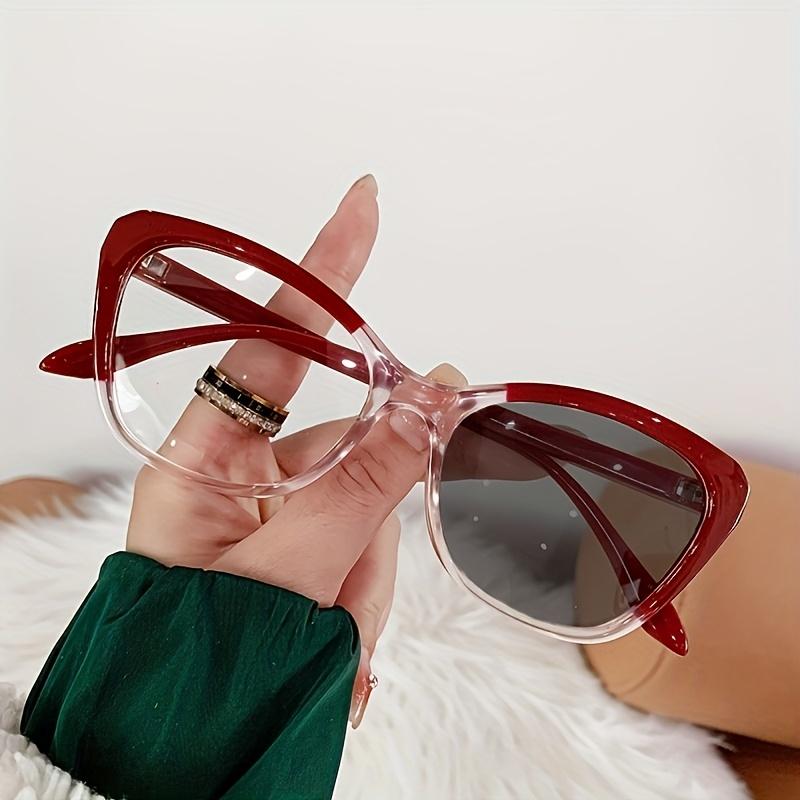 1Pcs New Photochromic Anti Blue Light Glasses Simple Day And Night Dual-Use Metal Cat Eye Frame Women'S Fashionable Glasses