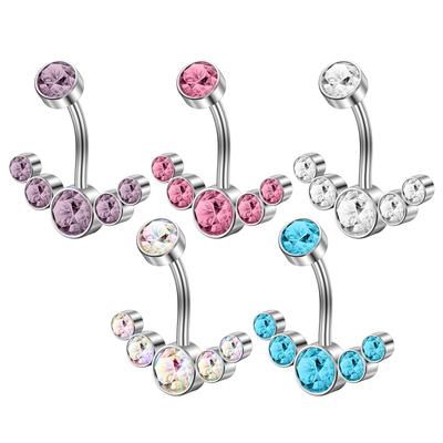 Edelstahl Zirkon Bauchnabelring Bauchnabelpiercing Innengewinde Gebogener Stab Piercing Bauchnabelschmuck