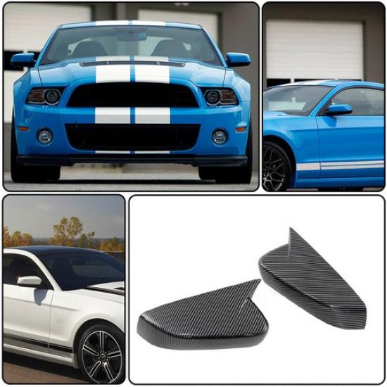 LF+RH For Ford Mustang 2010-2014 OX Style Side Mirror Cover Caps Carbon Black