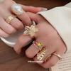 Folded flower pattern round opening ring six-piece set metal index finger ring niche design ring