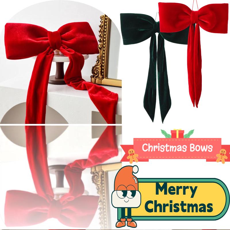 Christmas Decorations Long Velvet Bow Christmas Tree Decoration Pendant Window Display Decoration Christmas Clearance Sale