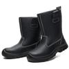 Black Leather Boots Men Steel Toe Shoes Waterproof Men Mining Boots Safety Shoes Puncture-Proof Safety Boot for Engineers Work
