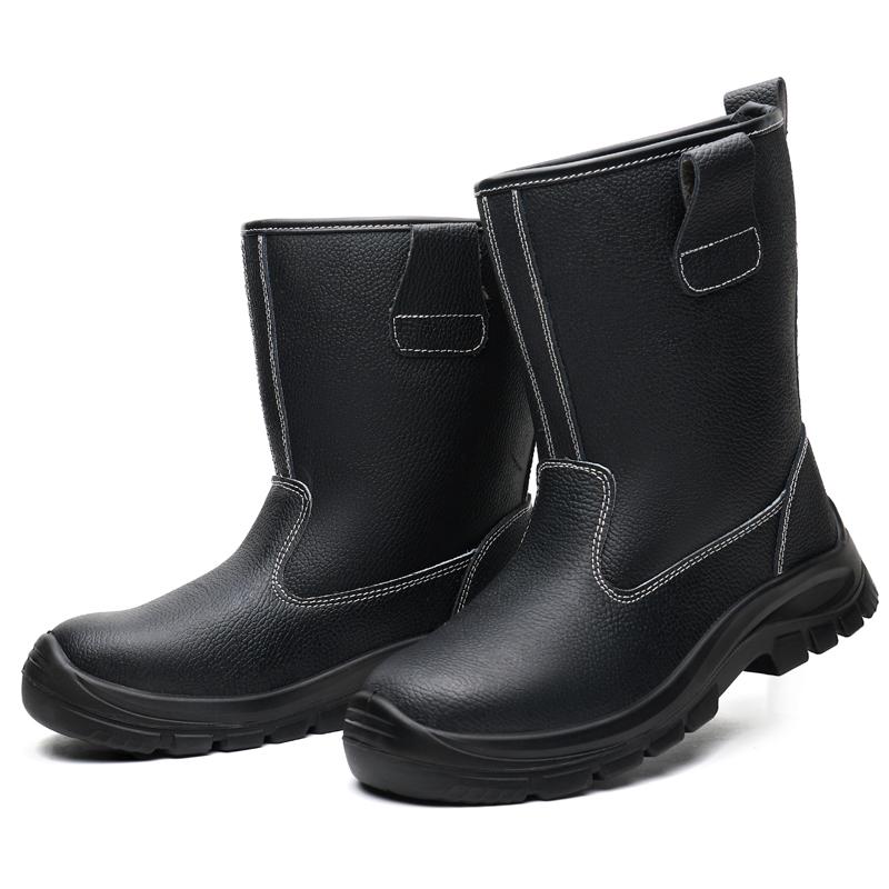 Black Leather Boots Men Steel Toe Shoes Waterproof Men Mining Boots Safety Shoes Puncture-Proof Safety Boot for Engineers Work