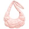 Women Solid Color PU Leather Shoulder Crossbody Bag Pleated Padded Handbag Purse