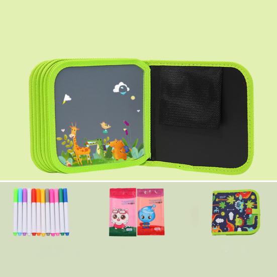 Kids Erasable Graffiti Drawing Book with 12 Watercolor Pens 14 Pages Toddlers Boys Girls Cartoon Doodle Book Educational Drawing Toy