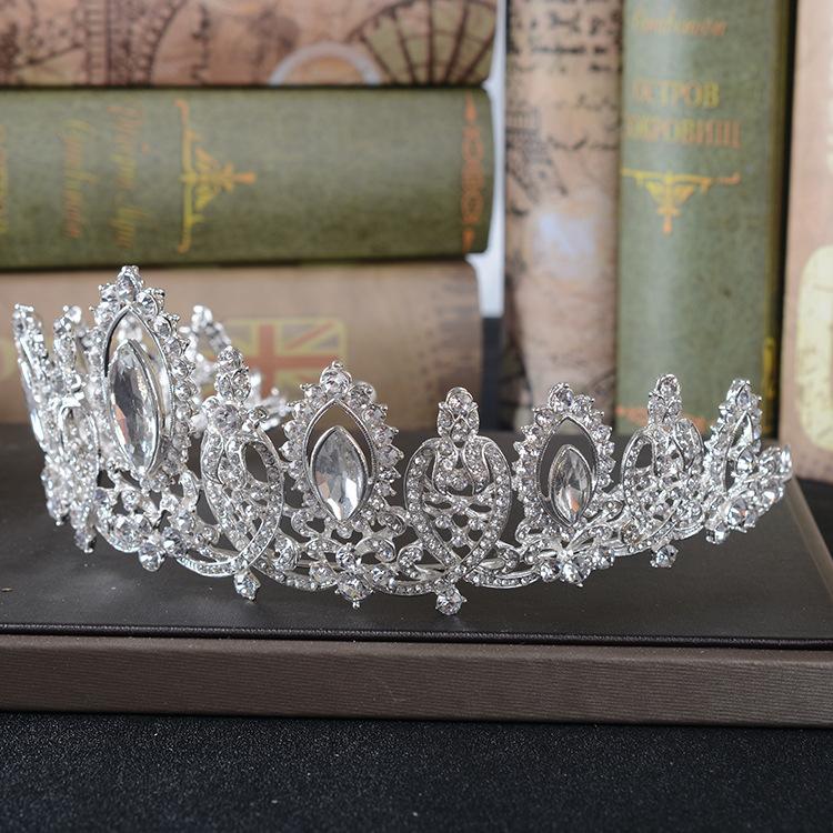 New bridal jewelry simple alloy rhinestone crown wedding headdress hair accessories wedding dress accessories