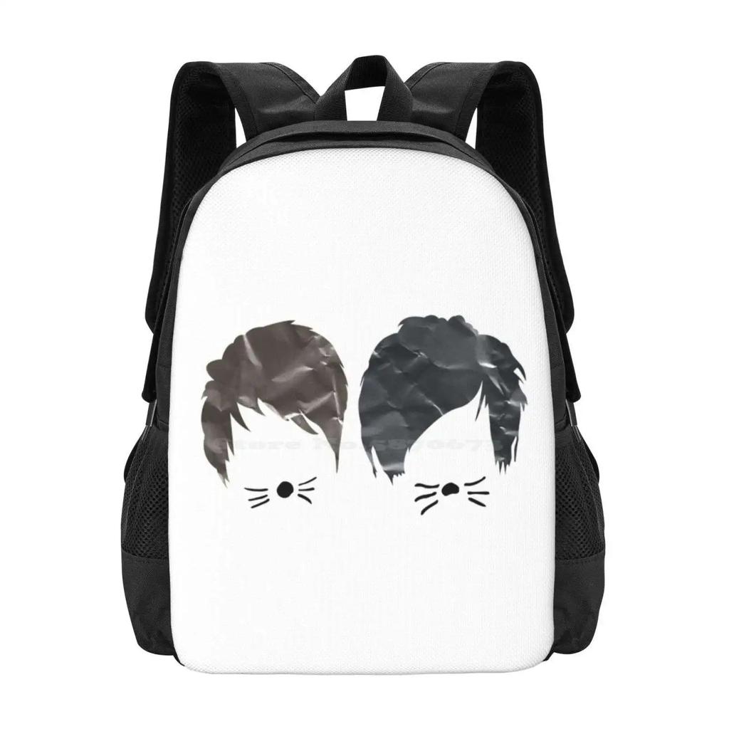 Dan And Phil Pattern Design Bagpack School Bags Whiskers Hair Fanart Dan And Phil Phan Amazing Phil Is Not On Fire