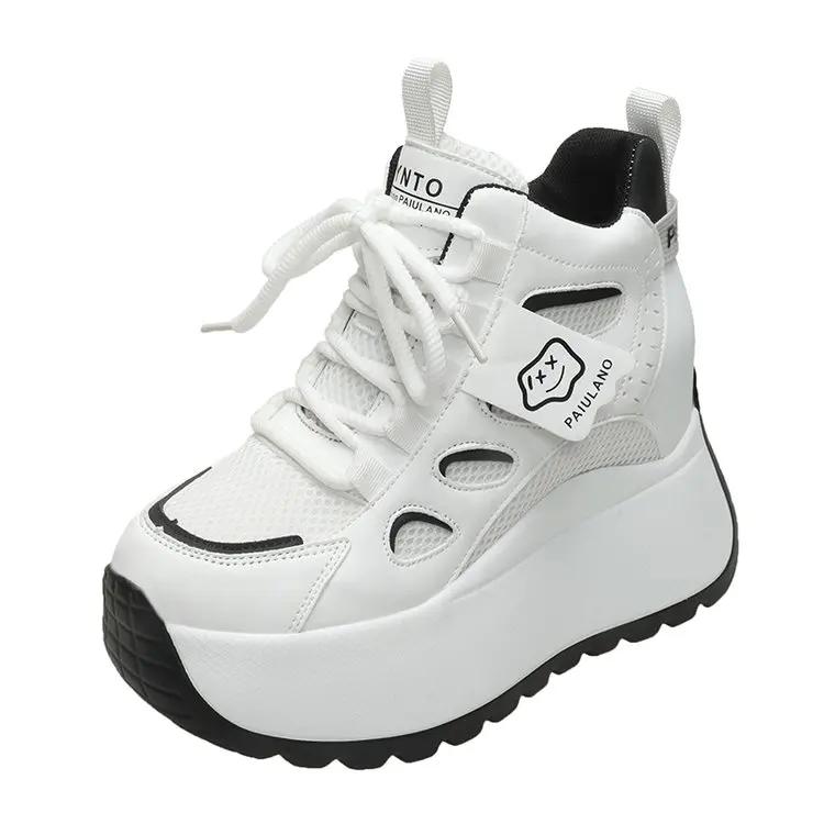 Mode 10CM Damen Chunky Sneakers Neu 2024 Herbst Hohe Plateau Mesh Dad Shoes Damen Casual Trainer Sneakers Dicke Sohle Vulkanisierte Schuhe