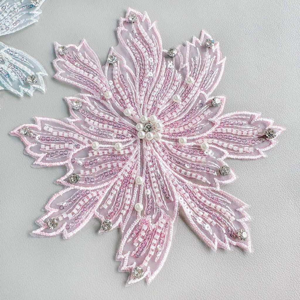 Color Heavy Industry Beads Organza Sequins Flower Clothing Dress Dress Top Luggage Decoration Cloth Sticker Accessories