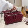 OEING Rhombus Embroidered Double Zipper Cosmetic Bag