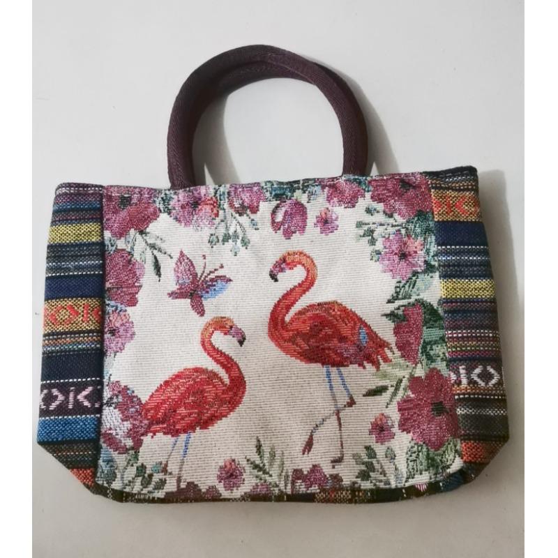 Canvas bag, women's large-capacity double-sided embroidered animal handbag, mommy bag, go shopping, handbag