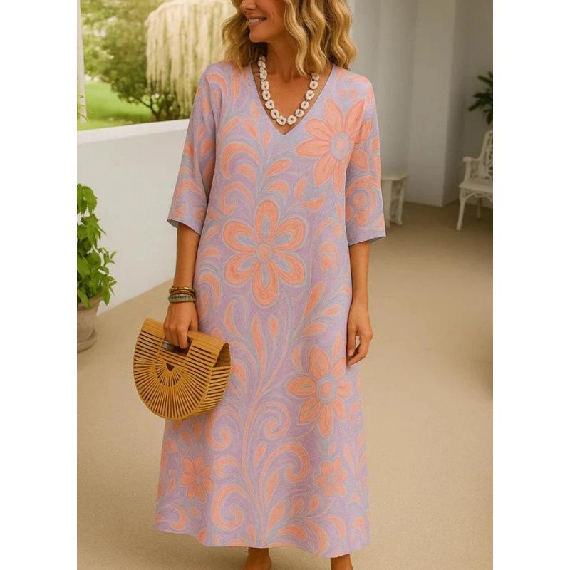 Shirt Dress Women's Casual Floral D Printed Sleeve Long Dress