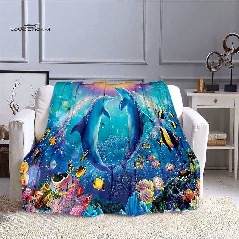 LOUSIDREAM Marine Life Flannel Blankets for Bed Home Travel Adult Flannel Blanket for Couch Bed Living Room Sofa Child Keep Warm