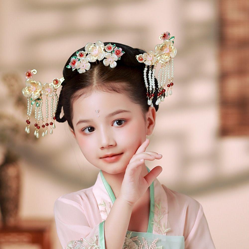 Chinese Style Bridal Headwear Flower Wedding Hair Accessories Retro Earrings Hairpin Set  Women