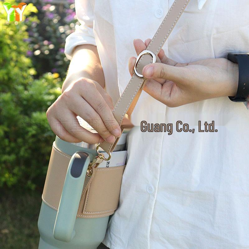 Stanley Water Cup Cover: Leather Adjustable Crossbody Outdoor Ice Overlord Protector