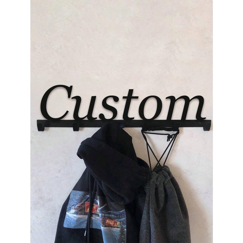 Custom Metal Name Hook Black Wall Mounted Holder Towel Rack Key Hanger Storage Bedroom Entryway Decor