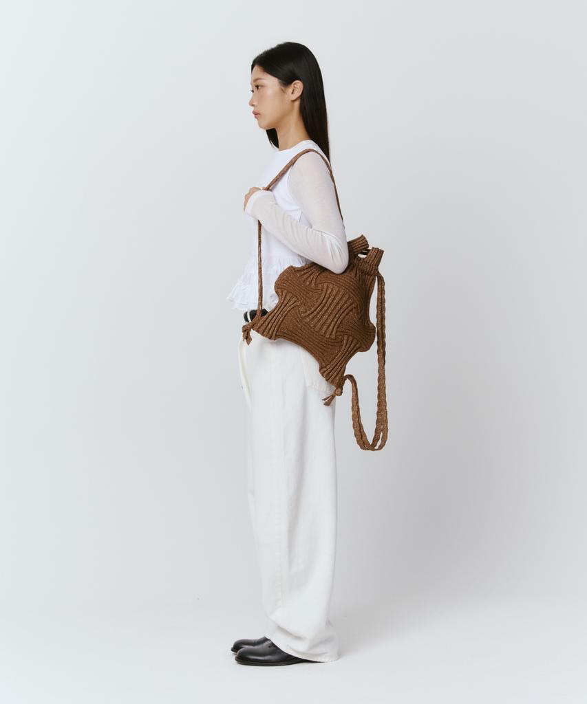 Pleatsmama Nieuwe Strik Rugzak Glitter Camel