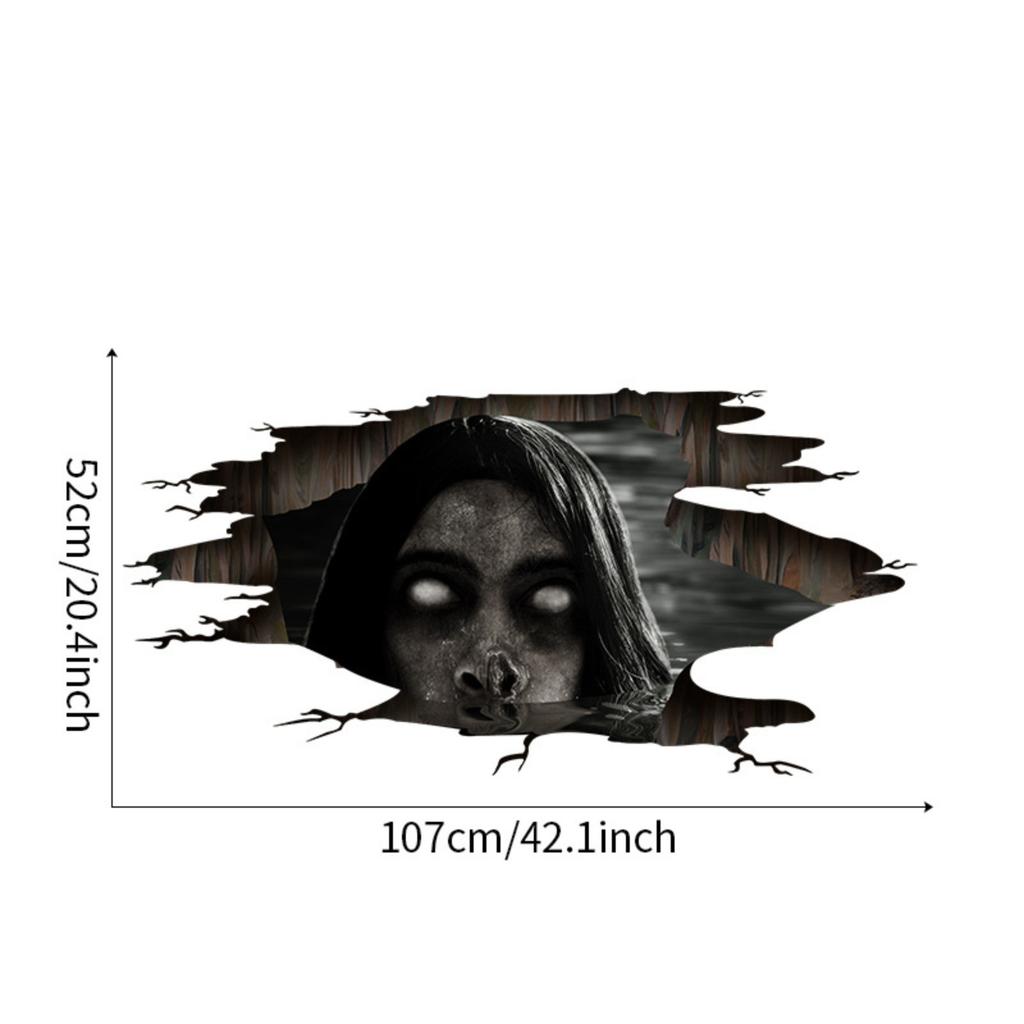 3D-Effekt Boden Wandaufkleber Gruseliger Geist Halloween Abnehmbare Innendekoration Gruselige Atmosphäre Bar Party Spukhafte Deko Requisiten