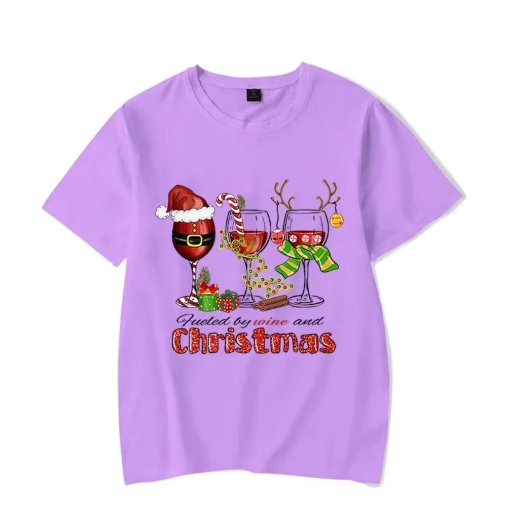Christmas Lights Wine Tees Men's T-shirt Christmas T Shirt Happy New Year Tshirt Christmas Tees Fashion Harajuku Men Shirt Tops