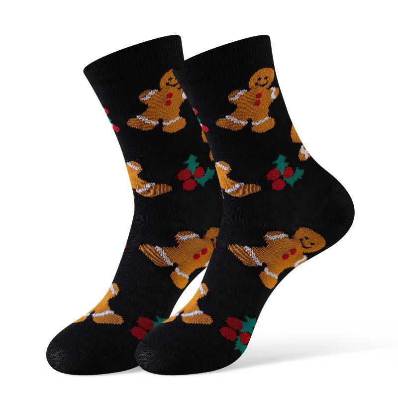 Women's Autumn and Winter Trend Comfortable Breathable Christmas Preppy Style Tube Socks