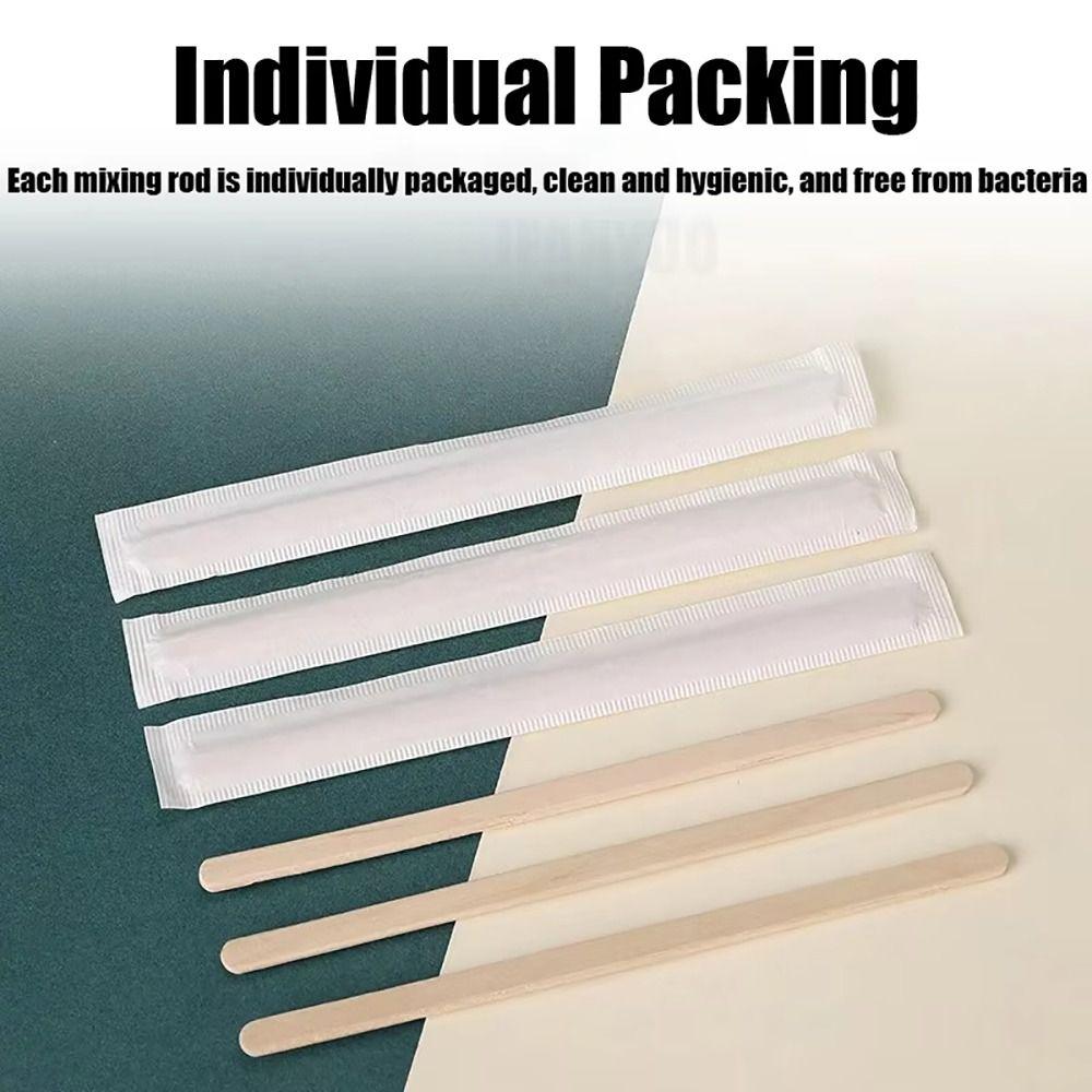 100Pcs Durable 14/18cm Coffee Stirrer Sticks Disposable Single Package Wooden Coffee Stirrers Drinking Stir Coffee Supply