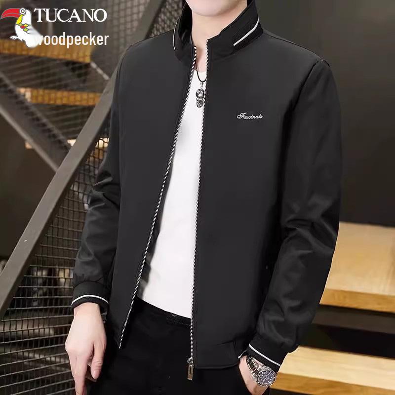 Woodpecker Men s 2025 Stand Collar Fleece-Lined Jacket - Autumn/Winter Trend Casual Outerwear 2XL [150-165 jin]