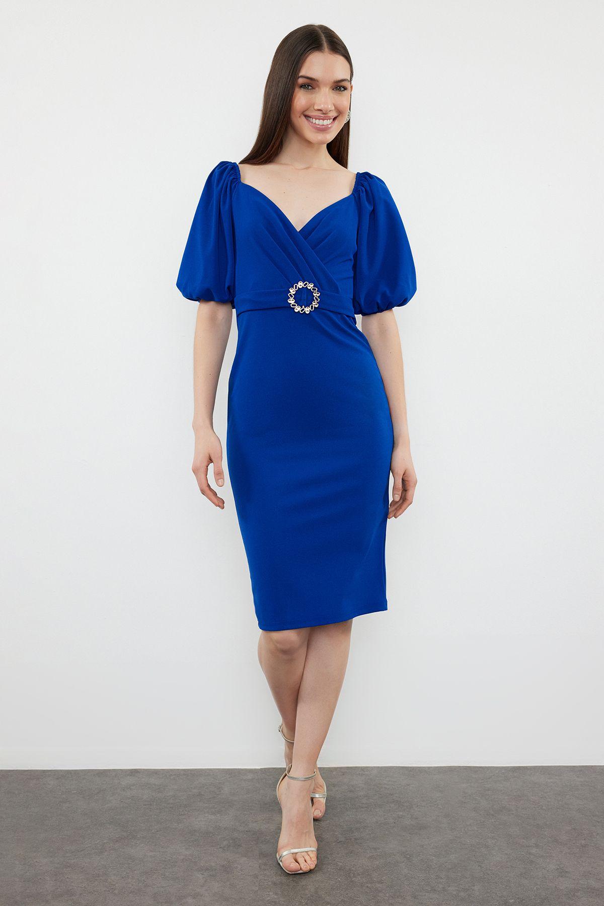 

Women s Style Dress Saks Fitted Woven Dress with Stone Accessories XS