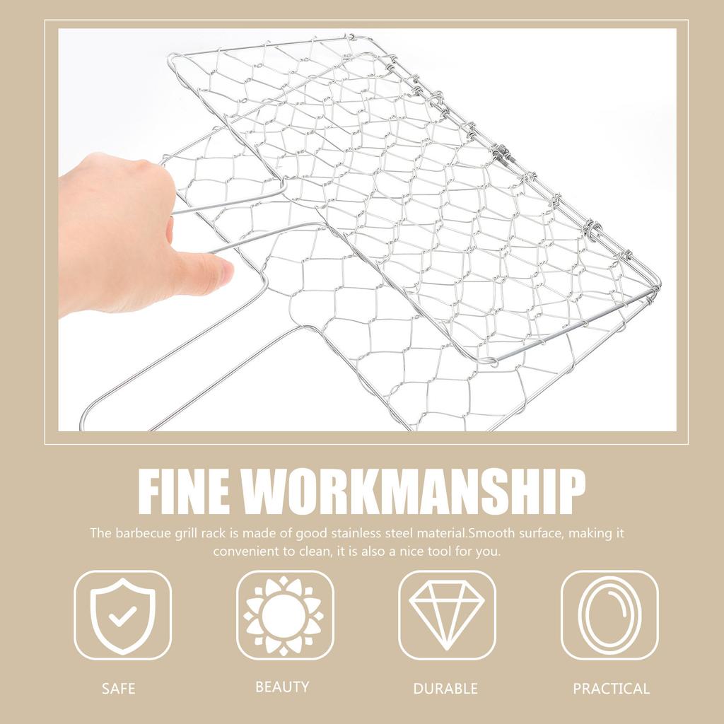 Iron Grill Basket Barbecue Rack Heat Resistant Portable Handle Solid Support Convenient Cleaning Outdoor Bbq Picnic Camping