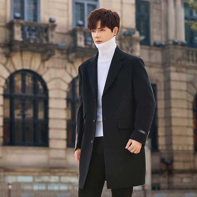 

FAPAI Men s Versatile Wool-Cashmere Blend Mid-Length Overcoat XL (52)