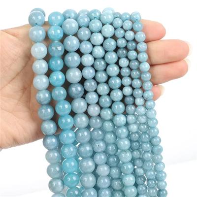Doğal Taş Boncuk Akuamarin boncuk Takı Yapımı Için DIY Bilezik 4 6 8 10mm
