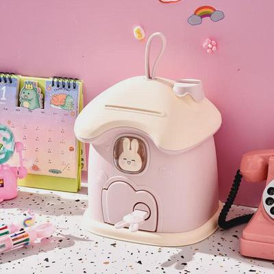 Salvadanaio a forma di casa di funghi dei cartoni animati per bambini - Salvadanaio a forma di coniglio regalo (Salvadanaio portachiavi fai da te)