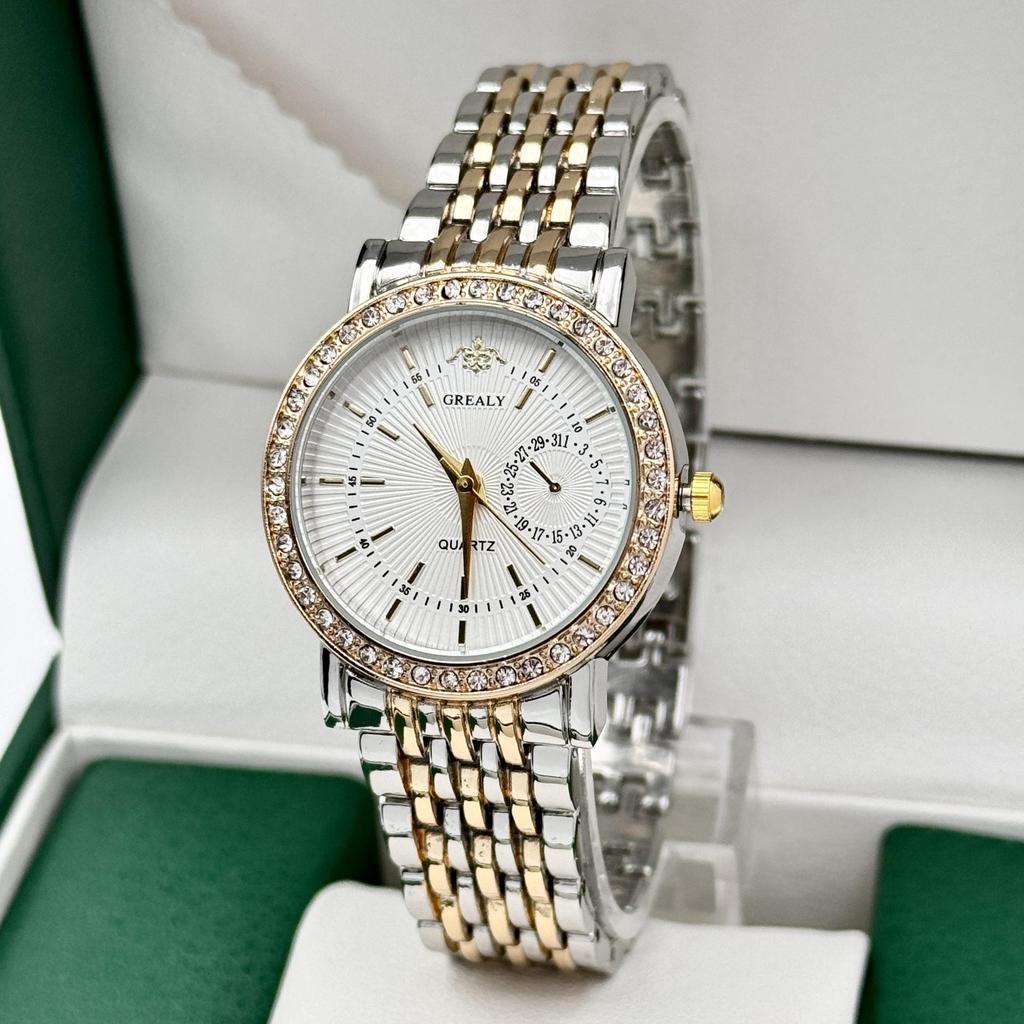 GREALY Elegant Ladies' Diamond-Set Quartz Bracelet Watch