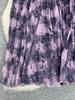 Retro Artistic A-Line Plaid Mesh Midi Skirt