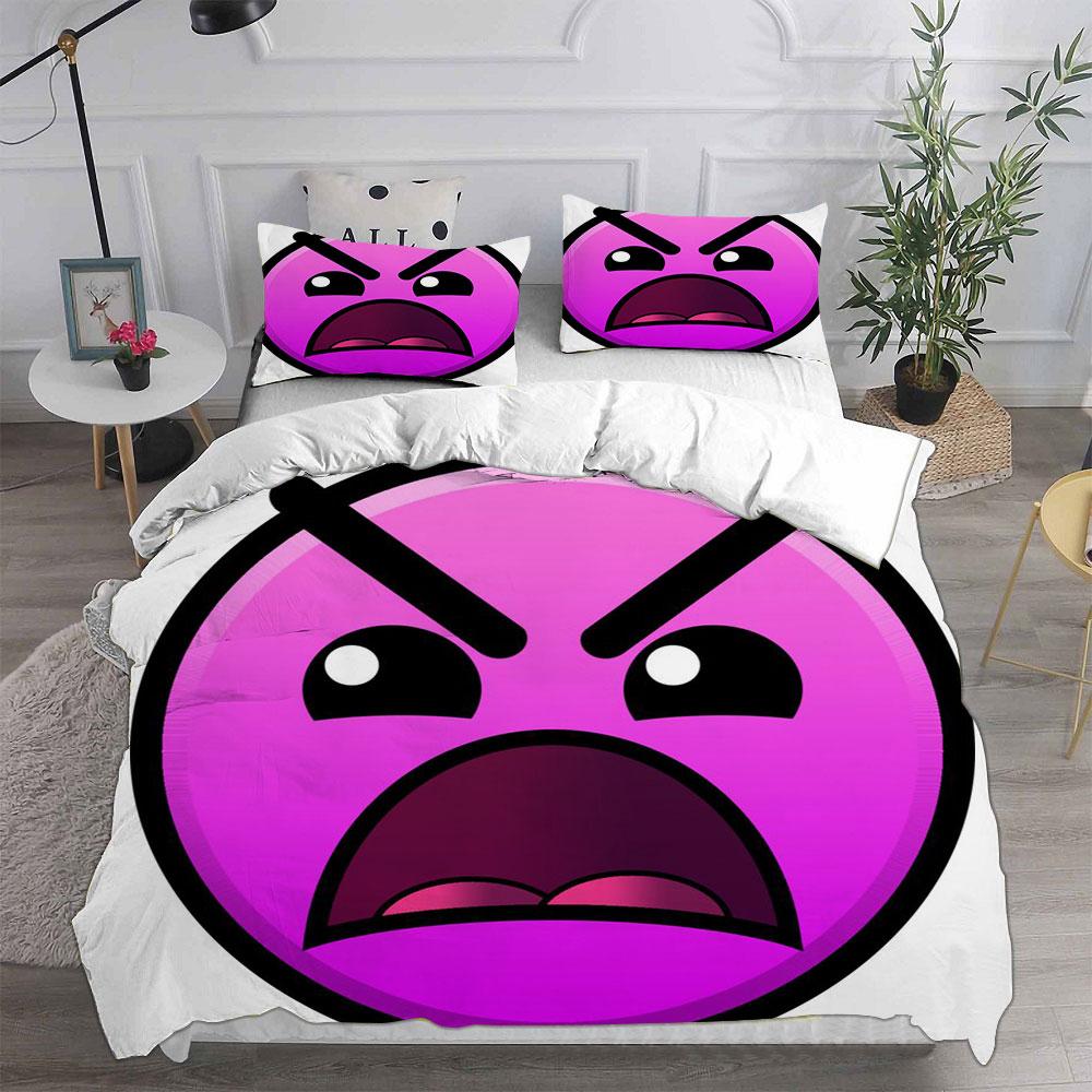 Geometry Dash Bedding Sets Comforter Quilt Bed Cover Duvet Cover Pillow Case 2-3 Pieces Sets Kids Adult Size