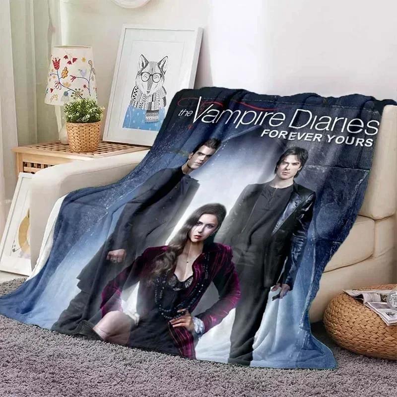 The Vampire Diaries 3D Printed Flannel Plush Blanket Bedspread Sofa Lazy Blanket Outdoor Lunch Break Blanket Travel Quilt Cover