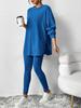 2025 Autumn and Winter Women's Pit Loose Hooded Long Sleeve Casual Pants Threaded Suit
