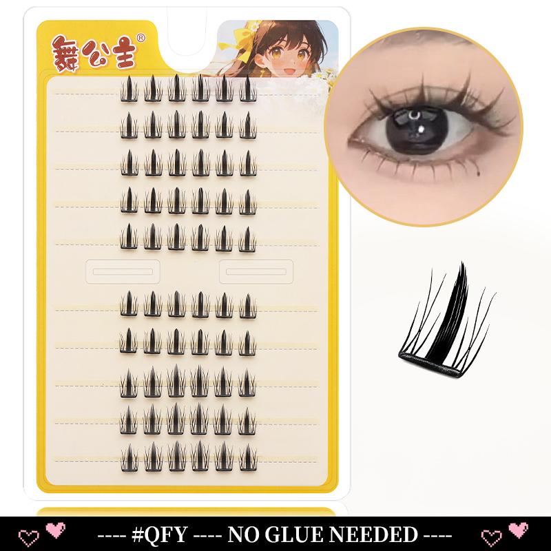 10 Rows Cluster Cat Eye No Glue Lashes Reusable Self Adhesive Glue Free Eyelash Natural Lash Manga Anime Lashes Cluster