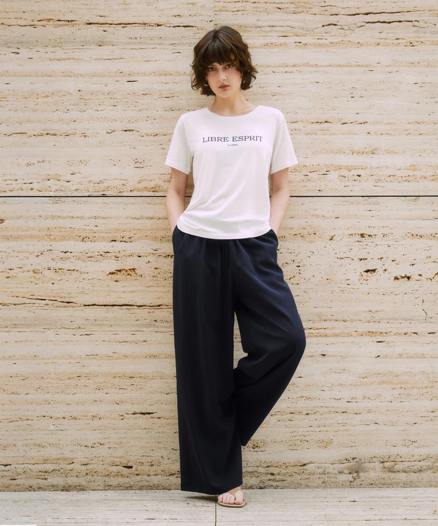 ZEROSTREET Lezero Silky Linen Elastic Waist Pants / Navy