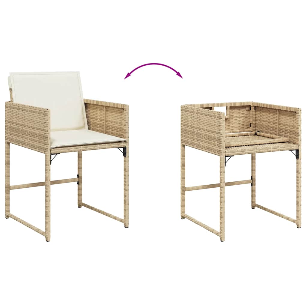 Vidaxl 9-Cz. Garden Furniture Set With Cushions, Beige, Poly Rattan