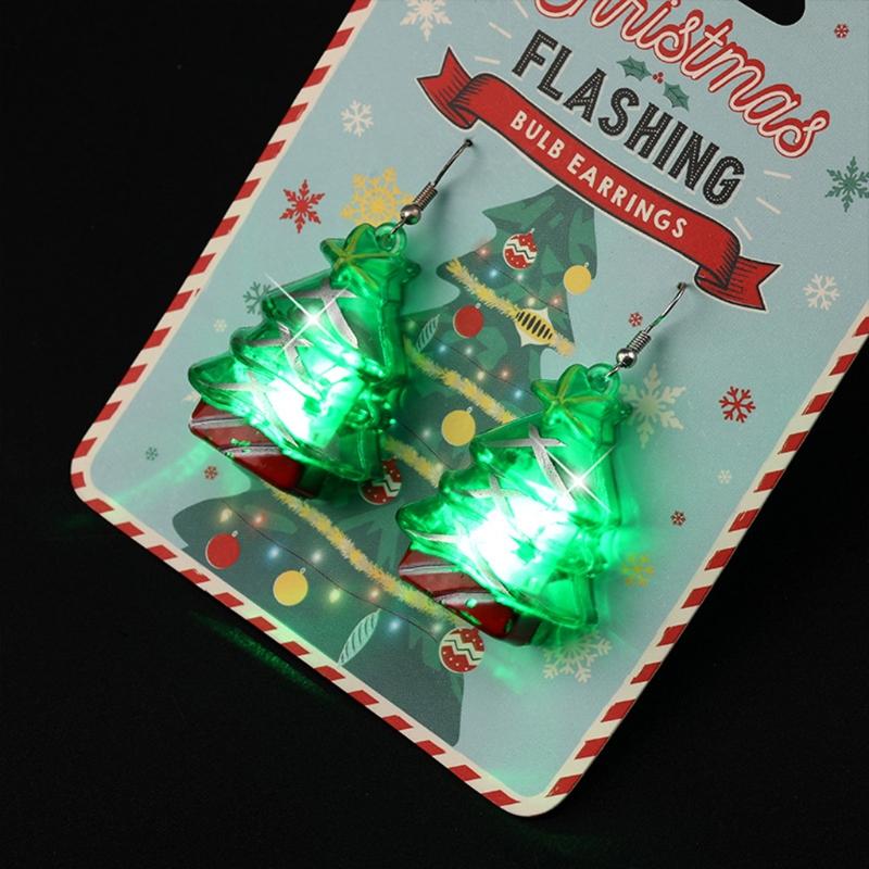 Christmas Party Earrings LED Lights Christmas Tree Glowing Dangler Glow in the Dark Snow Eardrop Easter Present Gift