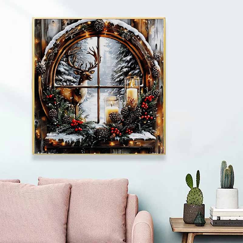New Arrival 5D DIY Full Circle Diamond Painting "Christmas Elk" Embroidery Cross Stitch Home Decor Gift