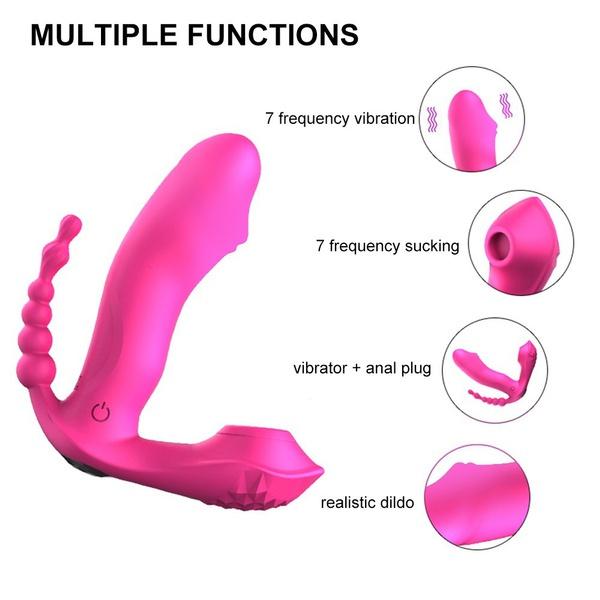 3 IN 1 Sucking Vibrator 7 Mode Vibrating Sucker Anal Vagina Clitoris Stimulator Wearable Oral Suction Erotic Sex Toys for Women Orgasm